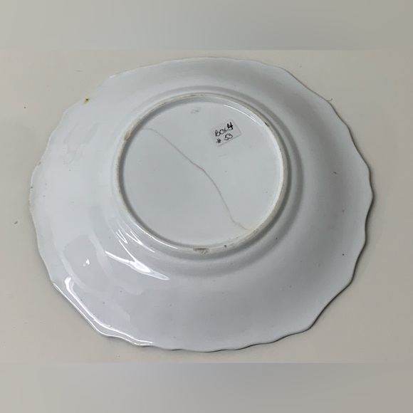 19th Century Vintage Gaudy Welsh Feather Pattern Square Scalloped Plate - Picture 9 of 11